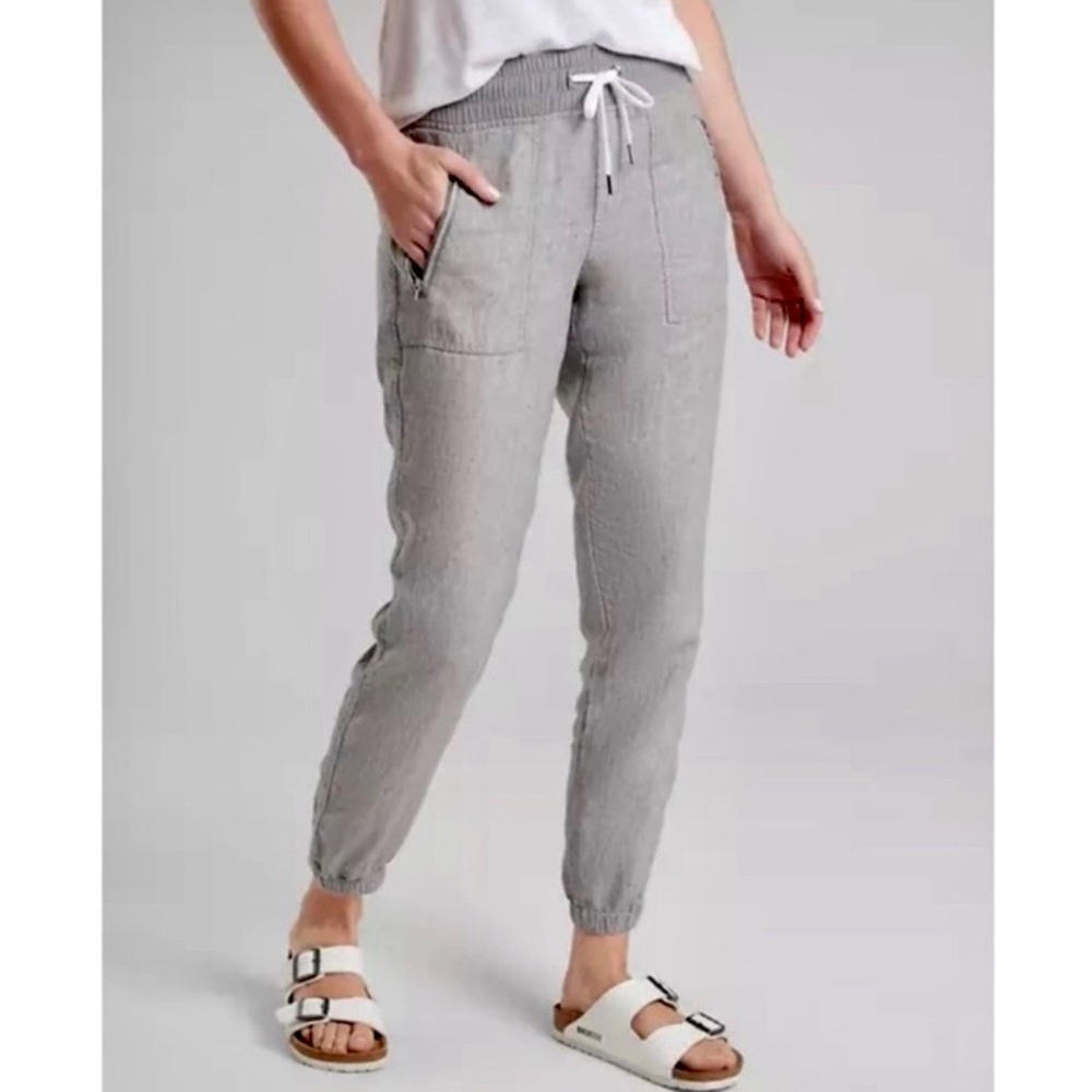 Athleta Cabo Linen Jogger Pants High Rise Pull On